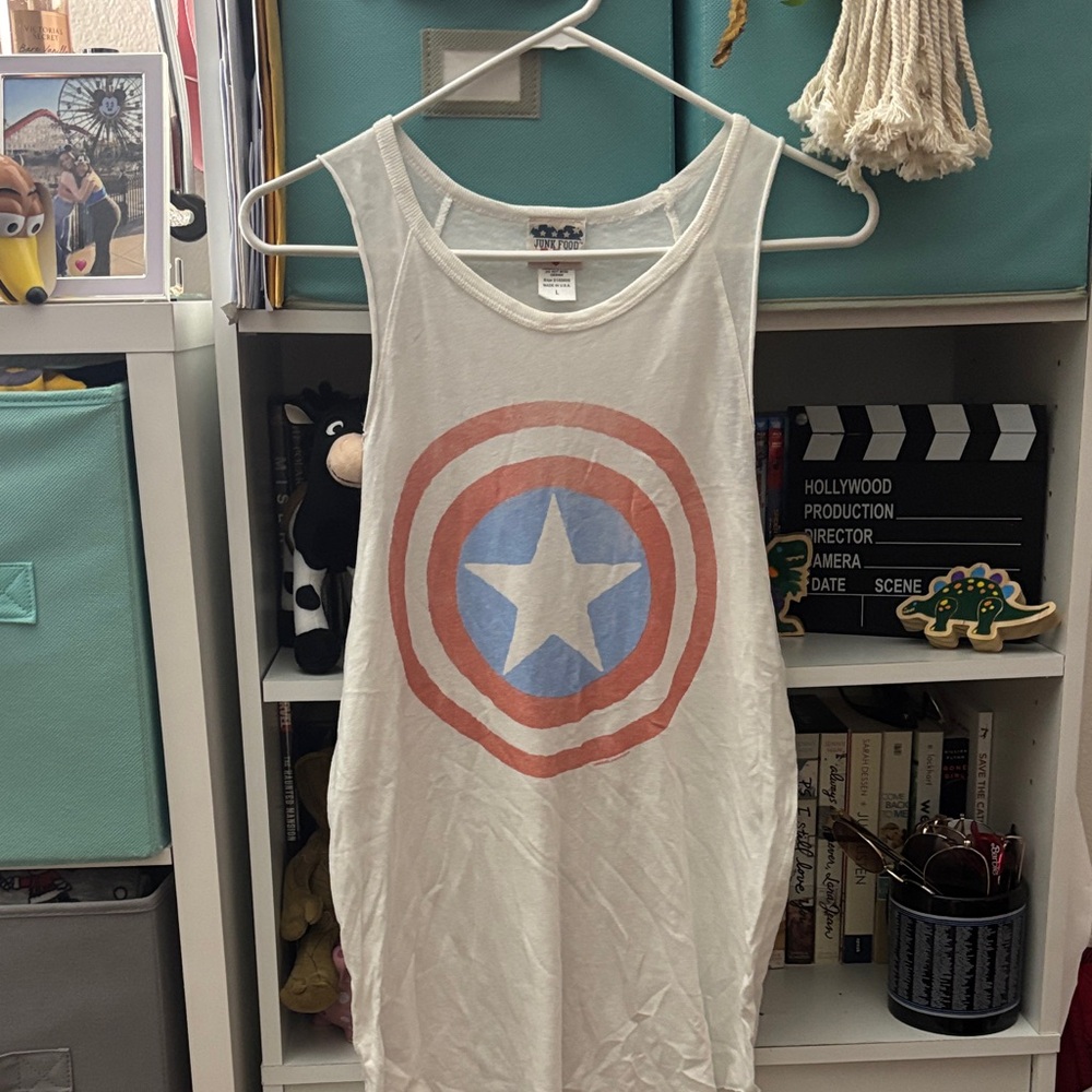 Junk Food Clothing White Tank with Captain America Shield